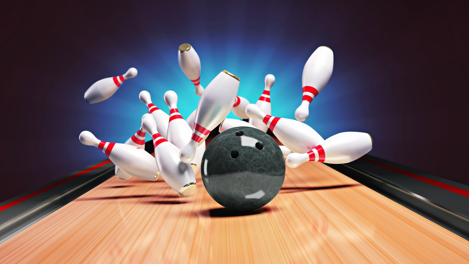 Bowlingkugle der vælter kegler